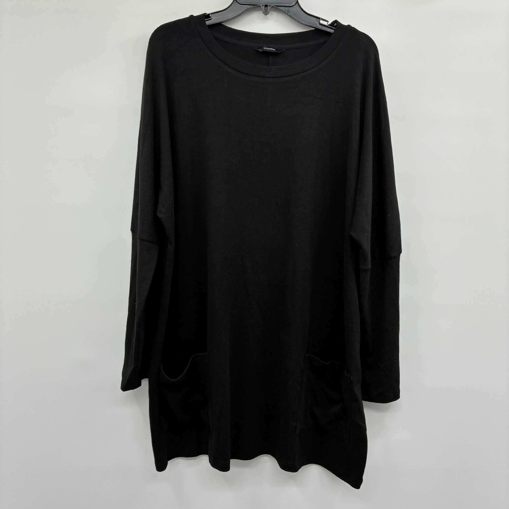 Dokotoo Dress Womens 2XL Black Long Sleeve Pockets Stretch Knit Casual Loose Fit